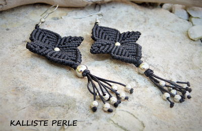 BOUCLES D'OREILLES MICRO MACRAME FEUILLE