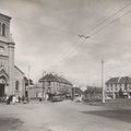 BLEVILLE, son église, sa place, ses trolleybus