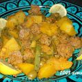 Tajine aux boulettes de viande (keftas), pommes de terre et poivrons