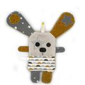 Doudou lapin beige gris jaune