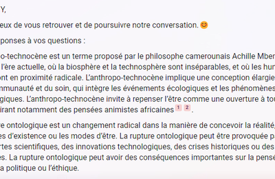  « anthropo-technocène » « rupture ontologique » « Ecologie générale » « La dernière utopie »