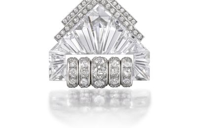 An art deco rock crystal and diamond 'éventail' clip brooch, by Suzanne Belperron, circa 1935