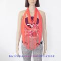 Original Echarpe !! FRINGED !!  en  coton Jersey Corail long : 65 cm BELICIOUS-DELICIOUS-CREATION