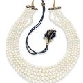 A Superb Five-Strand Natural Pearl Necklace 