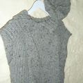 Pull tunique en fil Tweed avec Beret assorti