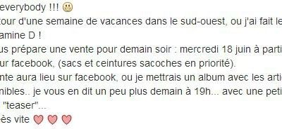 Petite vente demain soir !! 