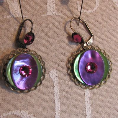 Boucles d'oreilles nacre et estampes