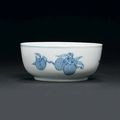 A blue and white 'sanduo' bowl - Qianlong seal mark and of the period