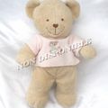 Doudou Peluche Ours Marron T-Shirt Rose Broderie Ours Lapin Tex