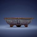 A very rare 'Number six' Jun tripod narcissus bowl, Yuan-Ming dynasty, 14th century