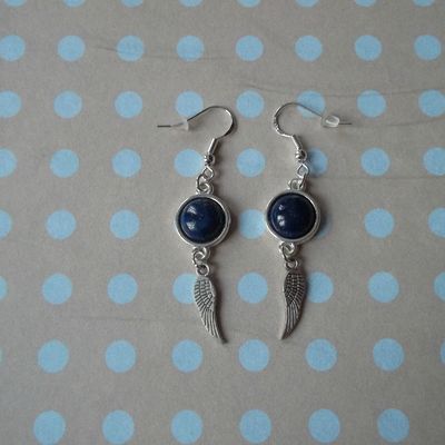 boucles d'oreilles lapis lazuli-aile d'ange