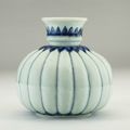 Blue and white porcelain huqqa base in melon form, Jingdezhen, Jiangxi province, China, 17th century