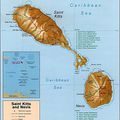 Map and flag fo Saint Kitts and Nevis