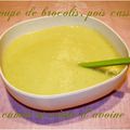 Soupe de pois cassés, brocolis, cumin et crème d'avoine