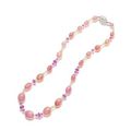A conch pearl, pink sapphire and diamond necklace