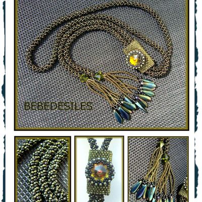 Sautoir Lariat vert et noir : myuki et swaroski