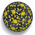 A yellow reserve blue-ground 'gardenia' dish. Mark and period of Yongzheng