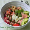 Bol "poké" aux fraises et sa vinaigrette, sans gluten et sans lactose