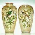 Art Nouveau....Vases en verre craquelé   Bohème 1890