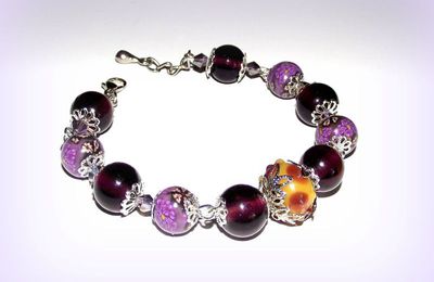 Bracelet créateur collection perles les violettes