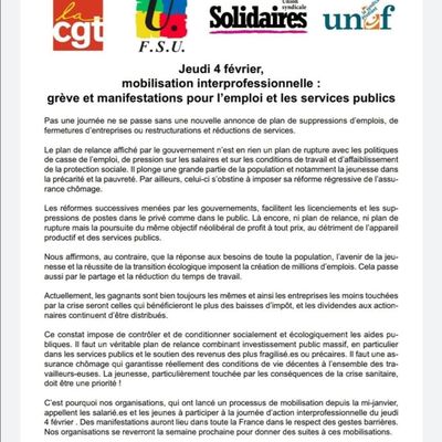Manifestation unitaire du 4 février 2021'