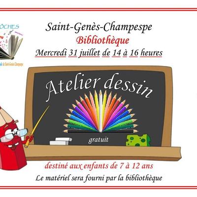 atelier dessin le 31 juillet à Saint Genés Champespe