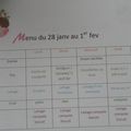 Menu du 28 janvier au 1er février