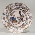 Polychrome and gilded chinoiserie charger. Delft, circa 1680-85. Marked for Jacob Wemmersz