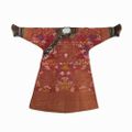 Burgundy Red Silk Robe ‘Pao’ with Dragons, 19th-20th century