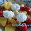 Perles de riz à la noix de coco, fruits marinés au litchi