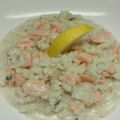 Risotto au saumon fumé, citron et échalote