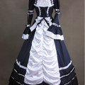 Black and White Cotton Aristocrat Victorian Style Dress