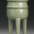 A rare and unusual 'Longquan' Celadon Tripod Censer, Yuan Dynasty