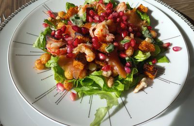 Salade d'écrevisses et truite fumée