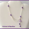 Collier fleur de lucite et amethyste - 176