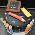 Gateau "école" pour fêter la fin de l'année toute proche .