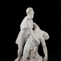 Important groupe en marbre blanc représentant Ménélas soutenant Patrocle d'après Pietro Tacca et Giovanni Foggini. 