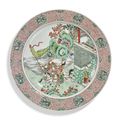 A large famille-verte 'Empty City Stratageme' dish, Qing dynasty, Kangxi period (1662-1722)