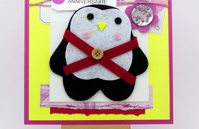 Carte d'anniversaire au pingouin - Penguin birthday card