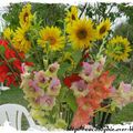 bouquet de fleurs glaieuls + tournesols