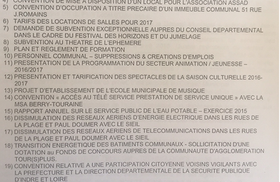 Ordre du jour du conseil municipal du 20 juillet 2016