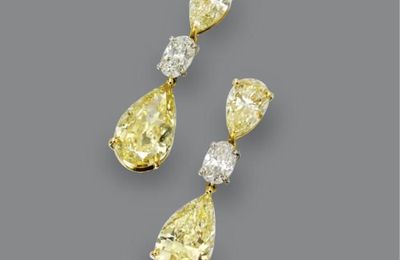 Pair of diamond pendant-earrings