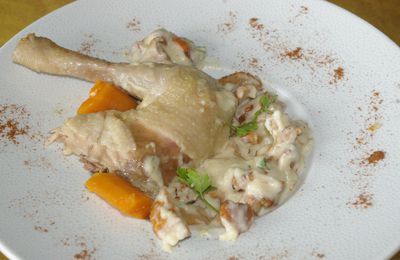 cuisse de "poule au pot" et sa farandole de girolles