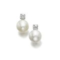 Pair of natural pearl and diamond ear clips