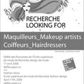 Recherche maquilleurs/coiffeurs