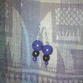 boucles d'oreilles perles en fimo violet et noir