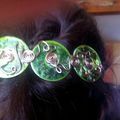 Barrette De Cheveux Verte et cuivre 10 cmm