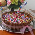 Cake gravity - gâteau suspendu avec smarties et fingers