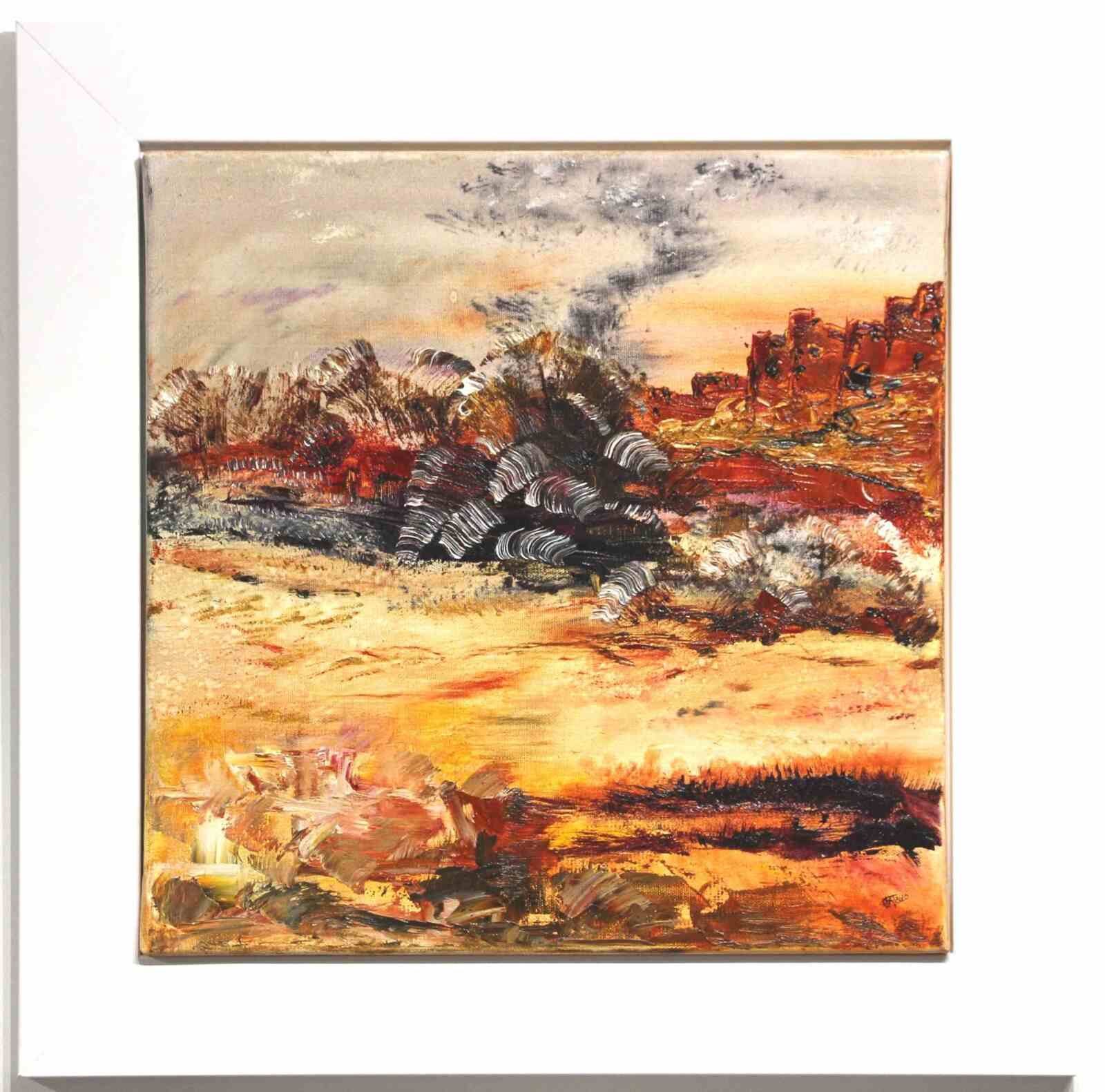 Tempête au désert- huile2010- cadre blanc - 40X40cm- (n°34),