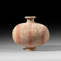 A painted pottery cocoon vase, Han dynasty (206 BC-220 AD)